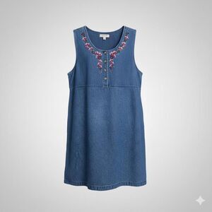 Vintage 90s Classic Elements Blue denim dress size L (14-16)